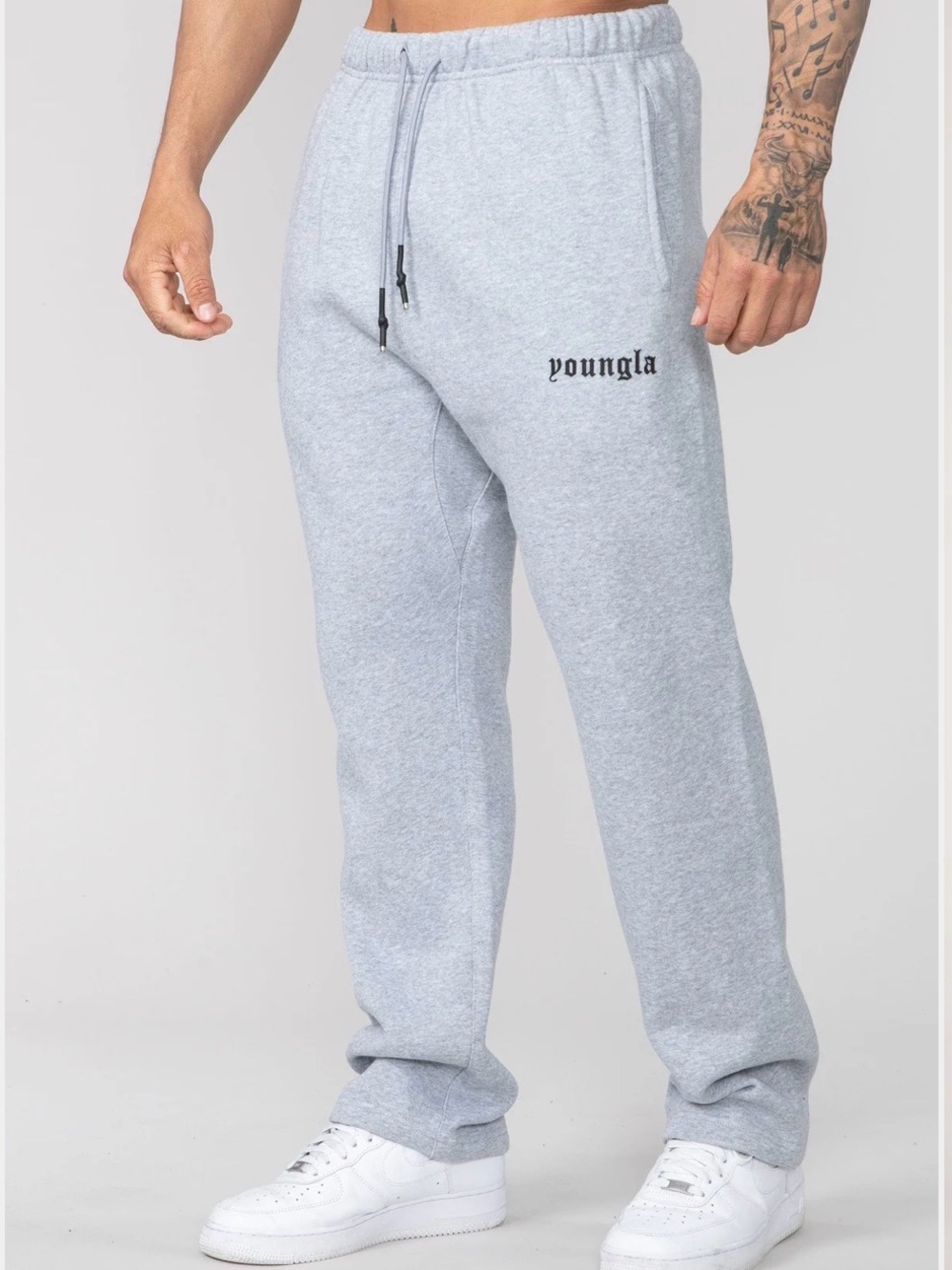 YoungLA Men's Grey Sweatpants - No Cuff